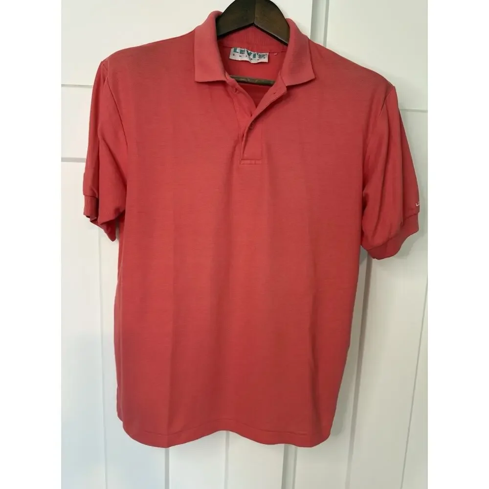 Vintage Levi's Shirts Men's Polo Shirt S/M 1980s Coral Short Sleeve